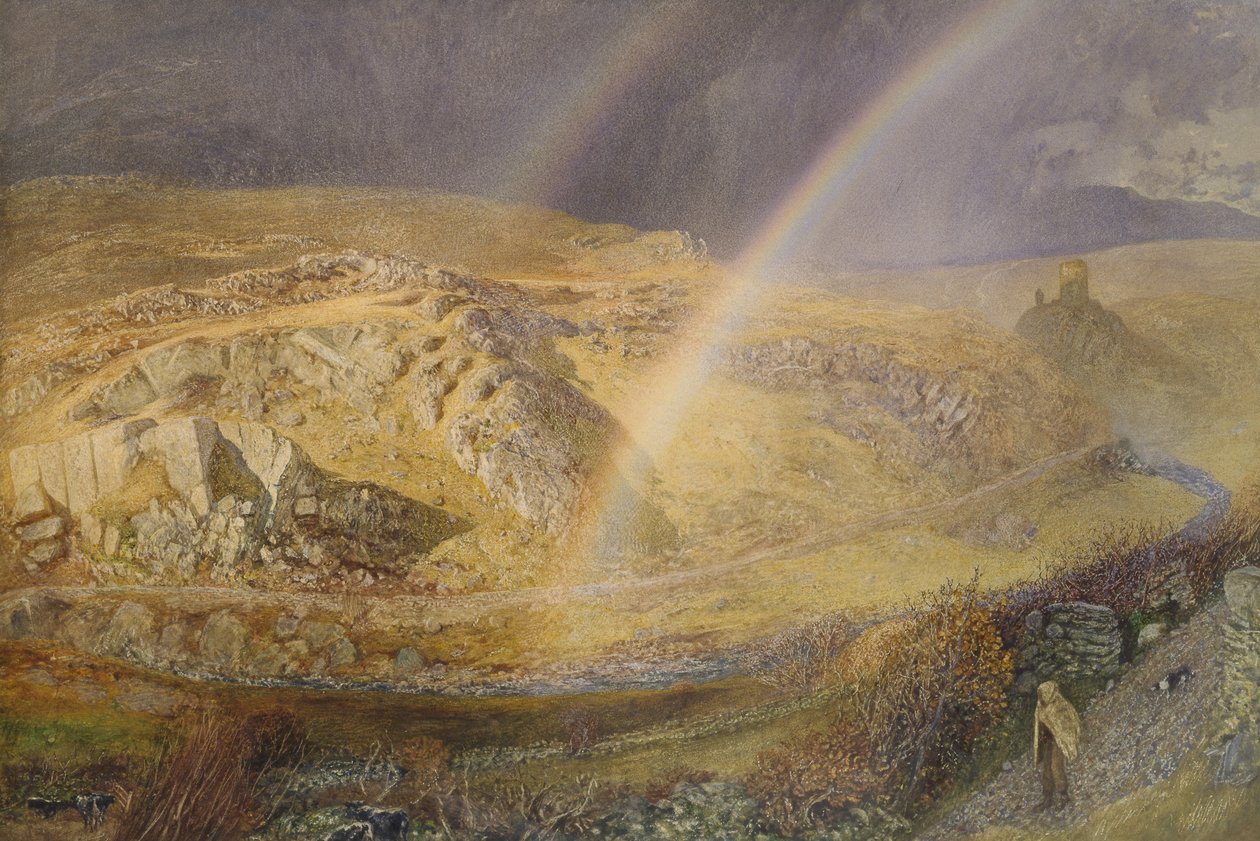 A November Rainbow, Dolwyddelan Valley, 11 november 1866, 13.00 1866, 1866 (akvarell på papper) av Alfred William Hunt