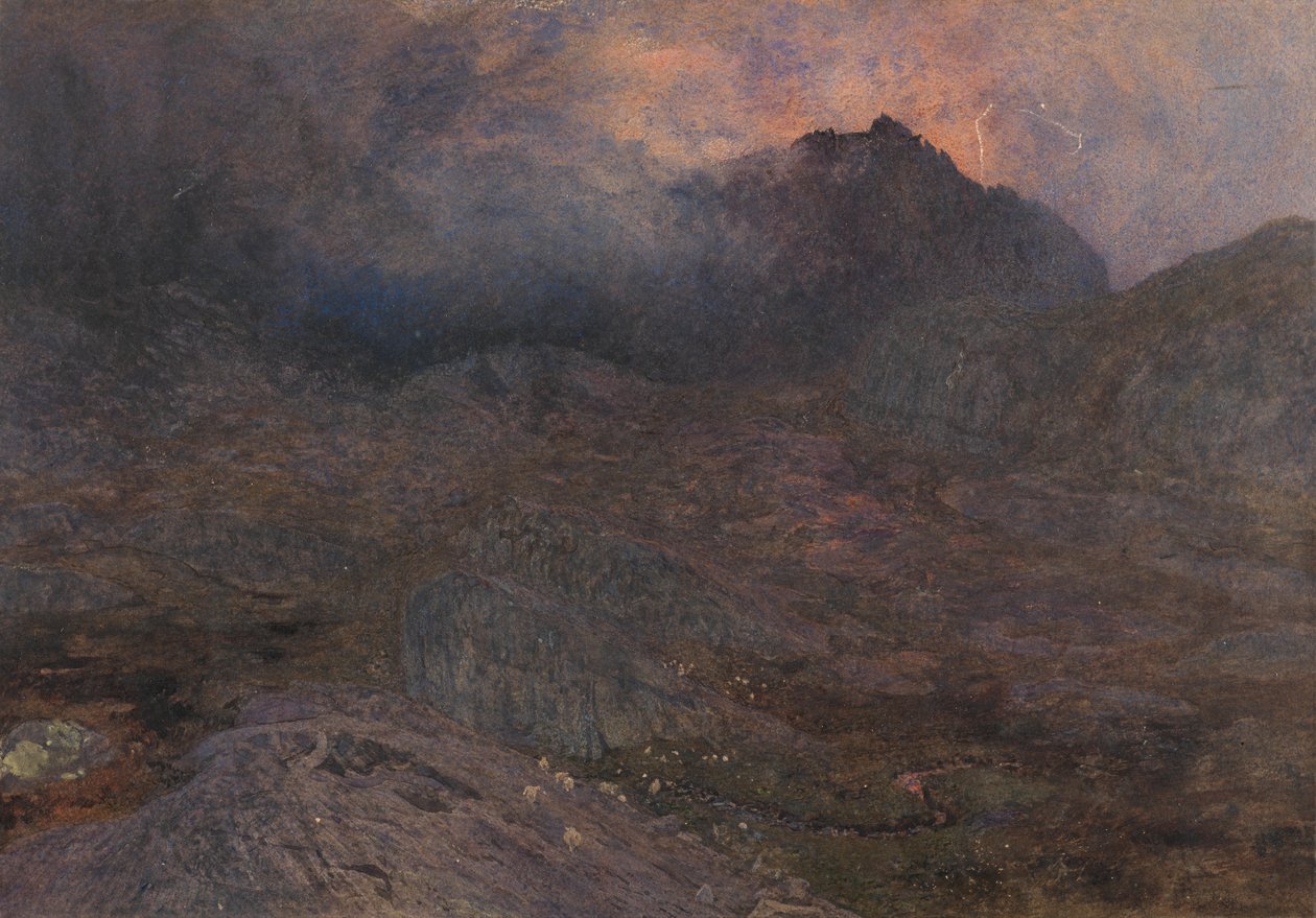 Cwn Trifaen, c.1857 (wc med kroppsfärg och utradering) av Alfred William Hunt