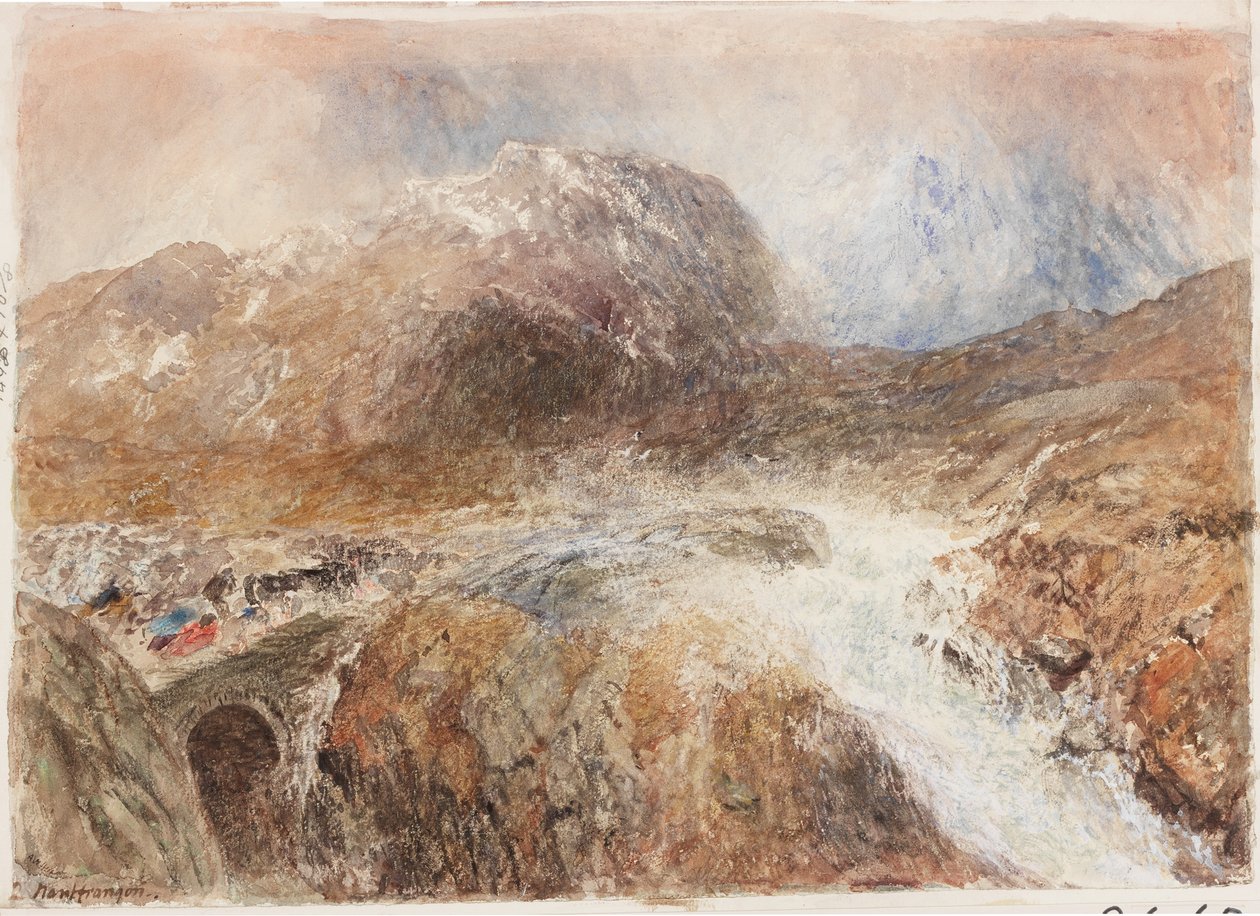 Nant Frangon (penna och akvarell på papper (klistrad på tavla)) av Alfred William Hunt