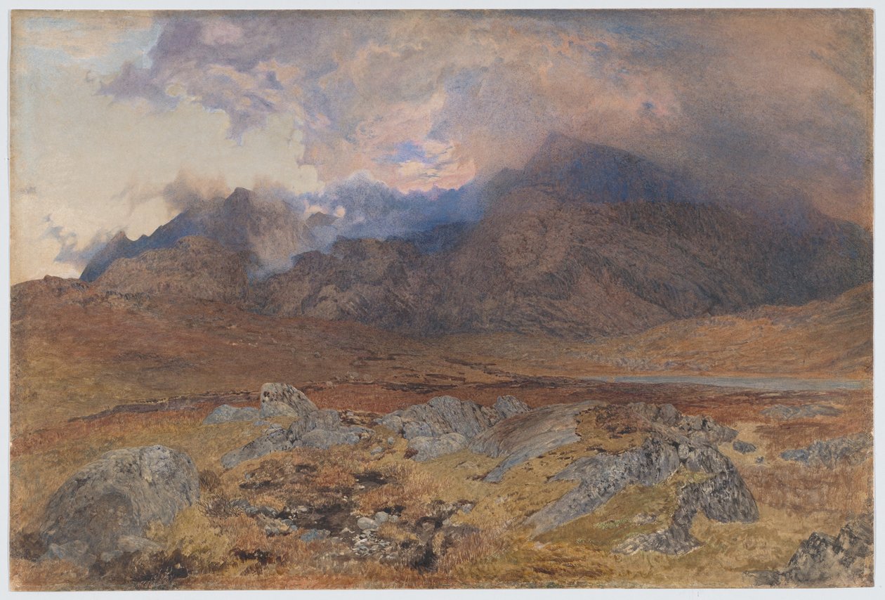 Snowdon efter ett hageloväder i april [eller Snowdon genom uppklarnande moln] av Alfred William Hunt