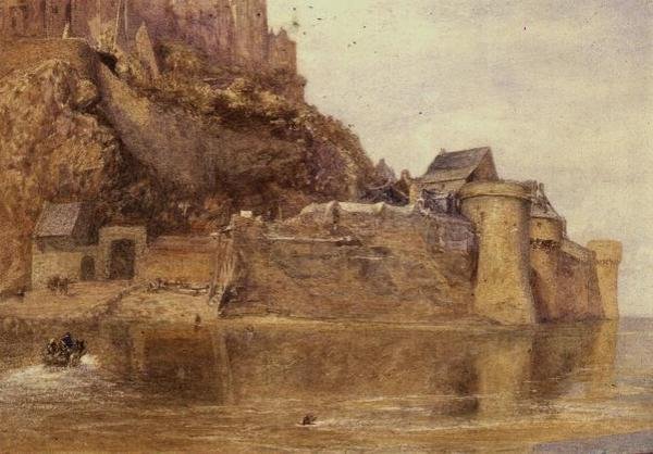 Ramparterna, Mont Saint Michel (akvarell) av Alfred William Hunt