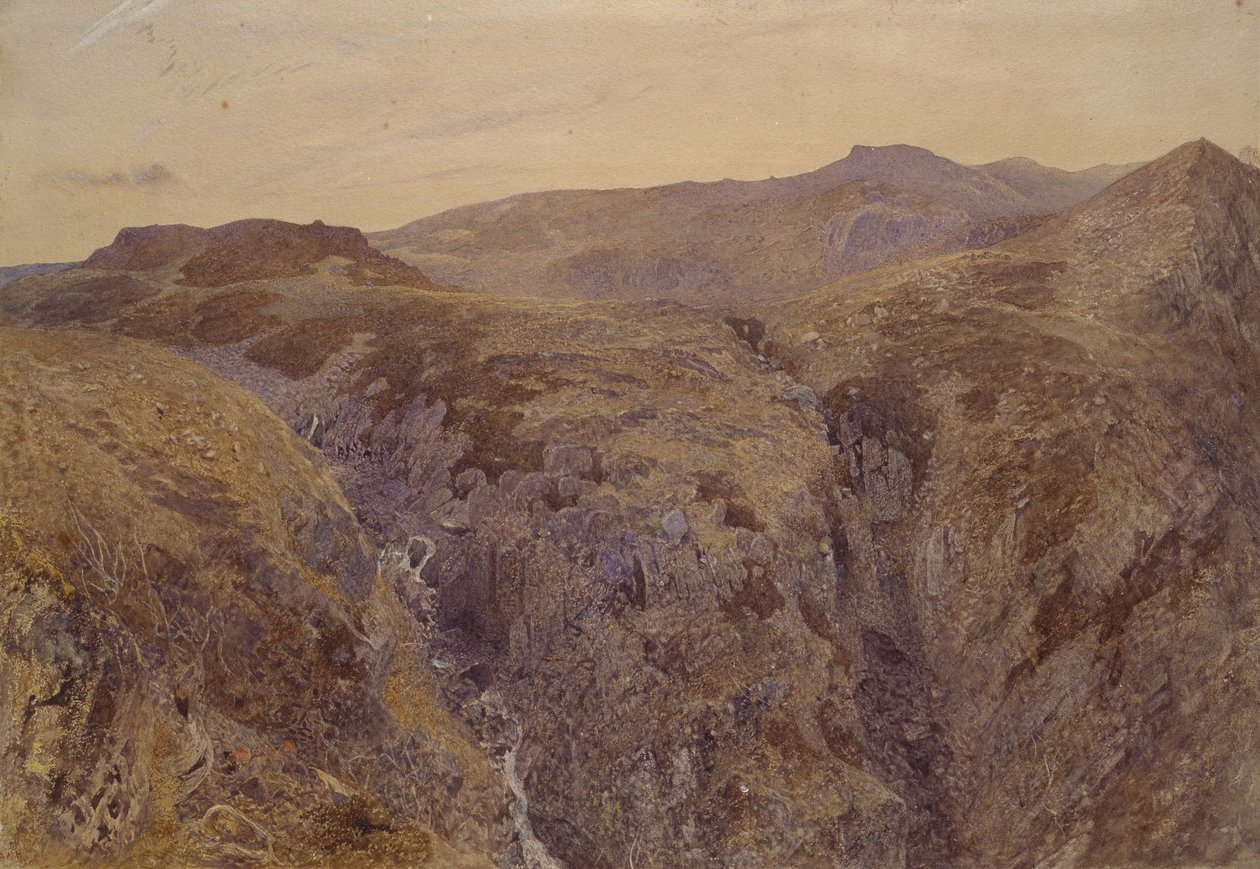 Walesiskt landskap, 1858 (akvarell på papper) av Alfred William Hunt