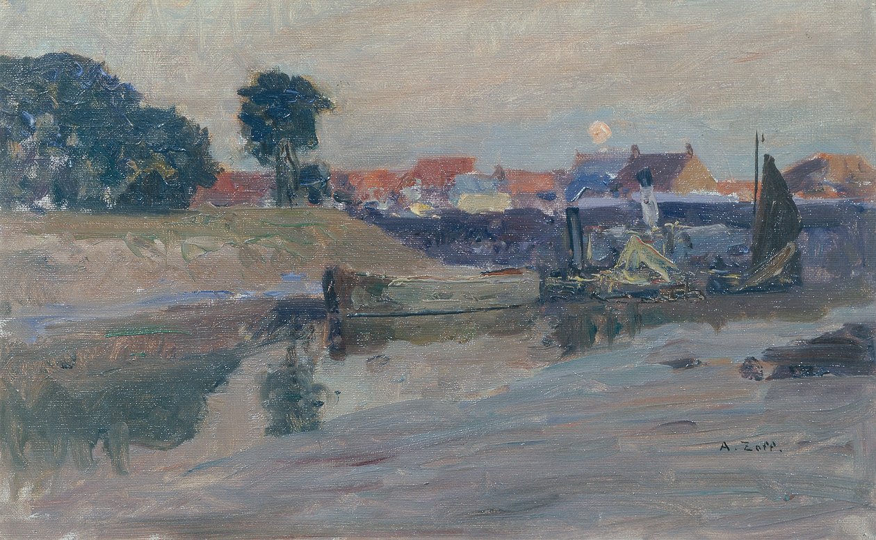 Stigande måne över Nieuport av Alfred Zoff