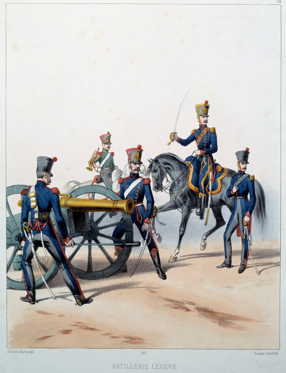 Napoleon Armee: Lätt artilleri. Gravyr av Alfred De Marbot (1800-talet) 1812. Malmaison, Musee Du Chateau. av Alfred de (after) Marbot