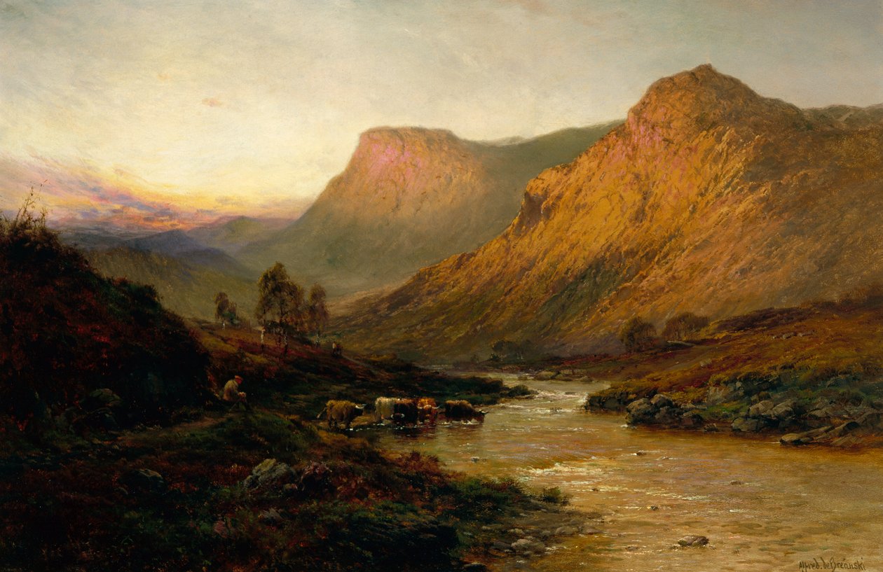 River Tay (olja på duk) av Alfred de Breanski
