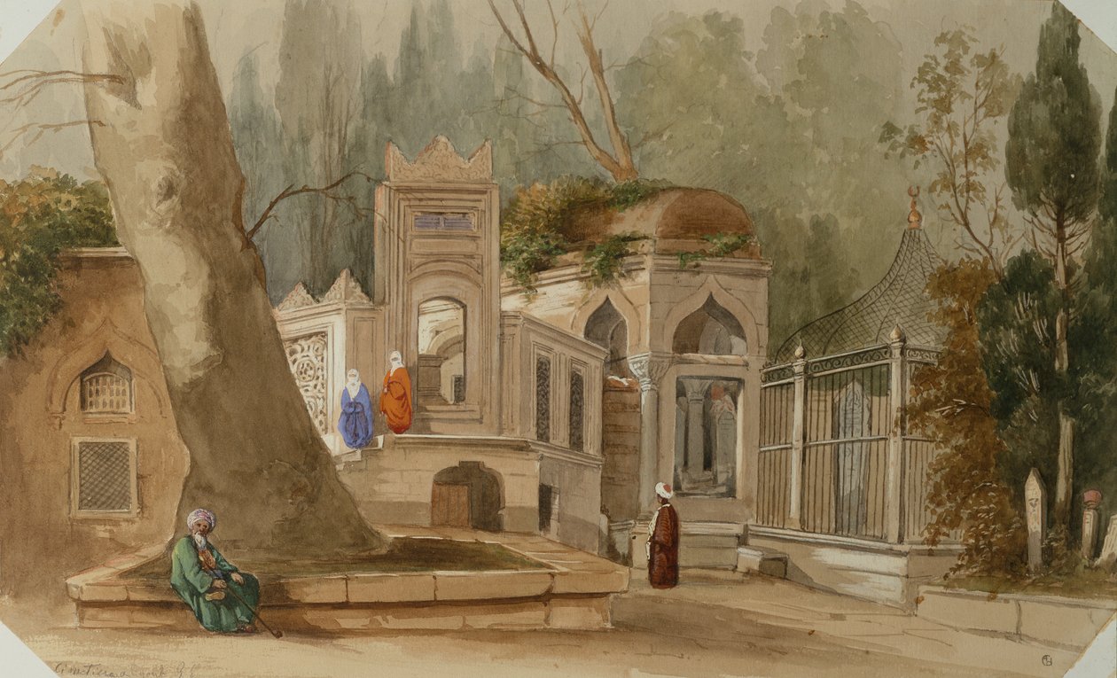 Eyoub, Konstantinopel (akvarell och penna) av Alfred de Courville
