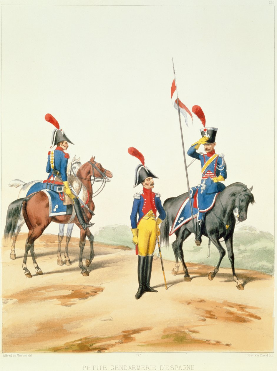 Franska trupper, graverade av Gustave David (1824-91) 1810 av Alfred de after Marbot