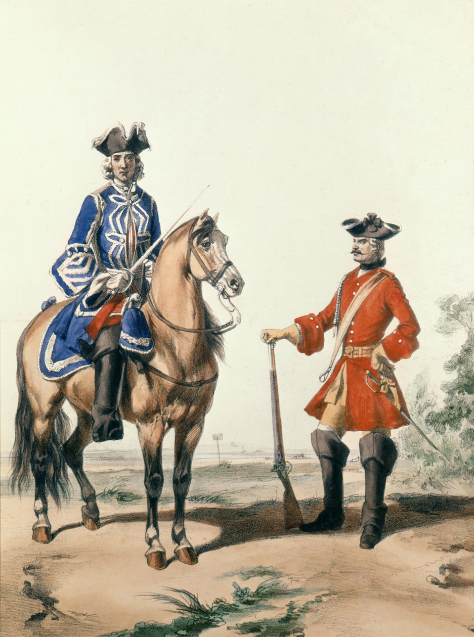 Prostmarskalk av konstabulären och en medlem av militärpolisen 1724, graverad av D. Noirmont av Alfred de after Marbot