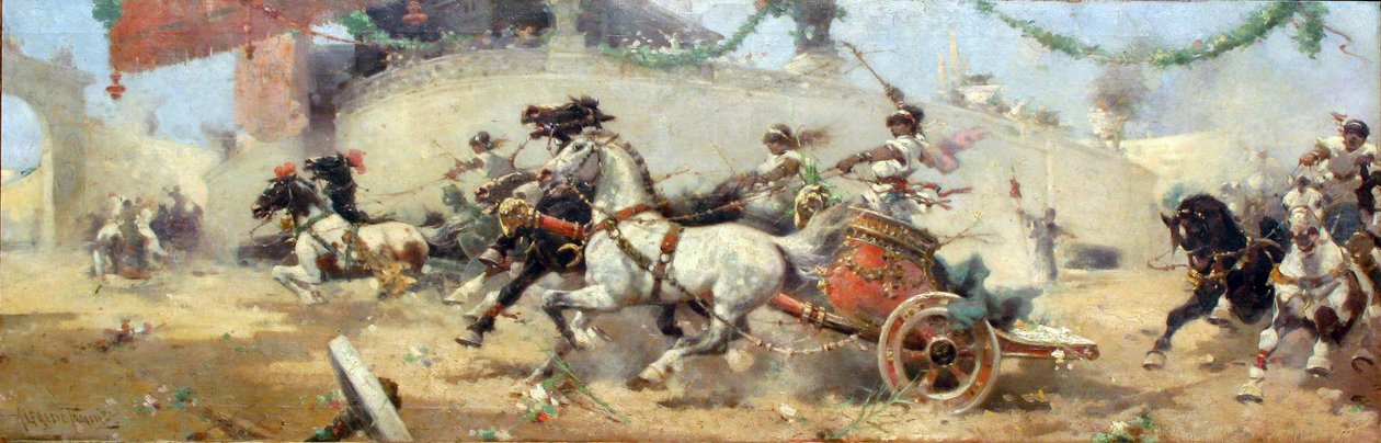 The chariot race in the Circus Maximus av Alfredo Tominz