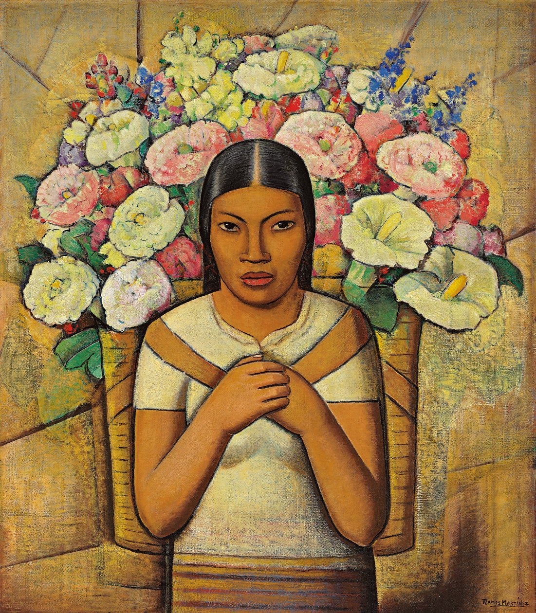 Blomsterförsäljare; Blomstersäljare, ca 1934 (olja på duk) av Alfredo Ramos Martinez