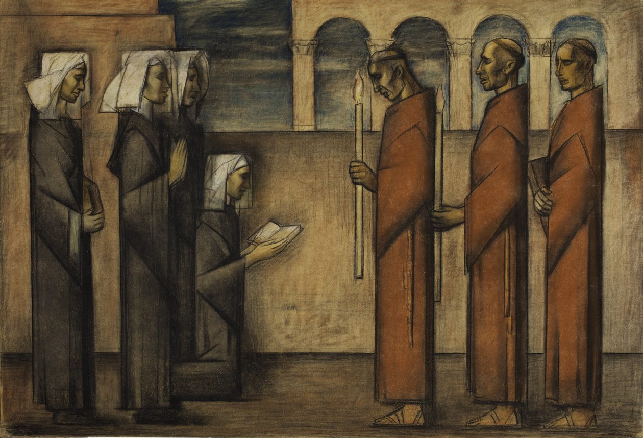 Friars and Nuns, ca 1934 (pastell på papper) av Alfredo Ramos Martinez