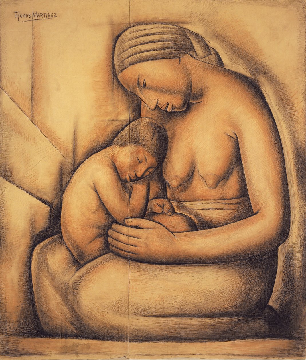 Indian Mother, ca 1936 (krita på papper) av Alfredo Ramos Martinez
