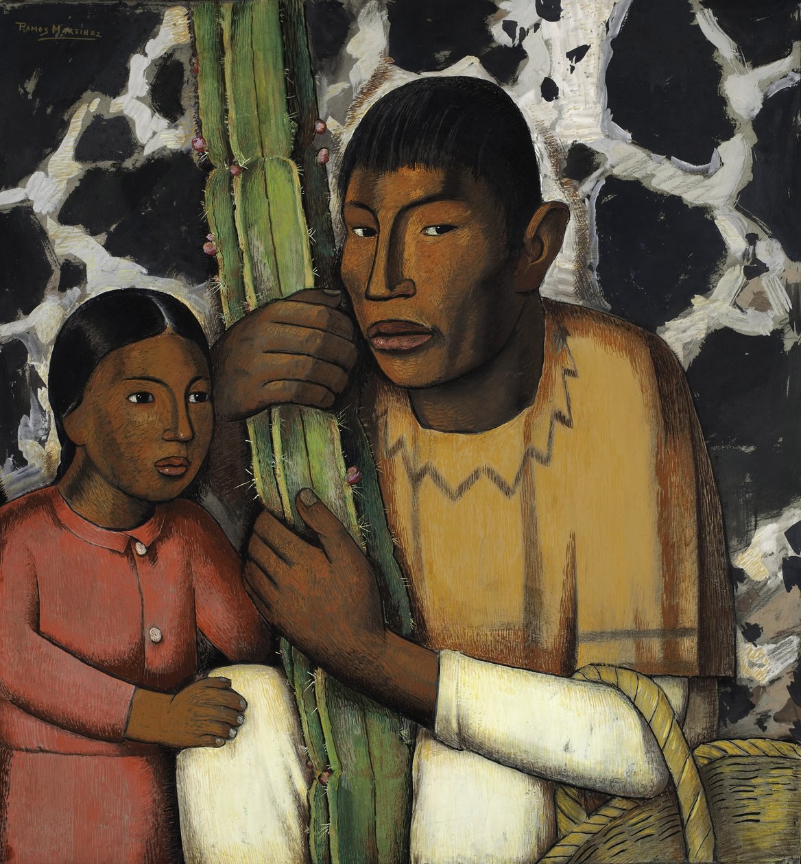 Indian med kaktus (tempera på papper) av Alfredo Ramos Martinez