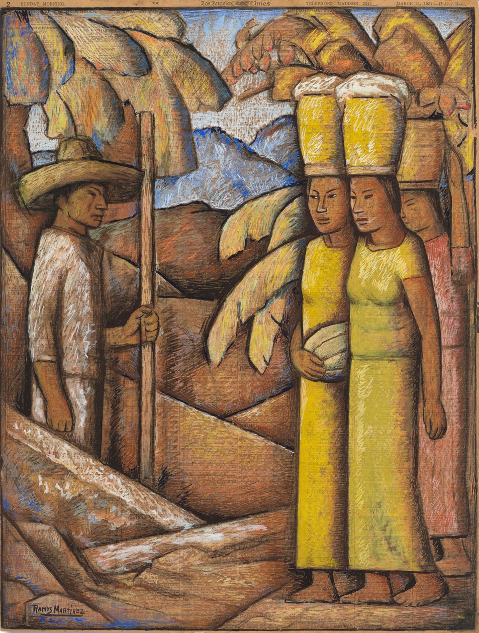 The Tamales Sellers, ca 1937 (tempera på papper) av Alfredo Ramos Martinez