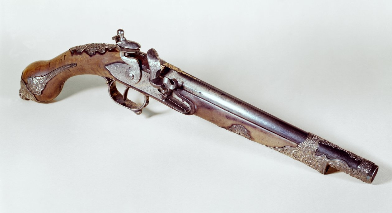 Pistol som tillhör Abd el-Kader (1808-83) (metall) av Algerian School
