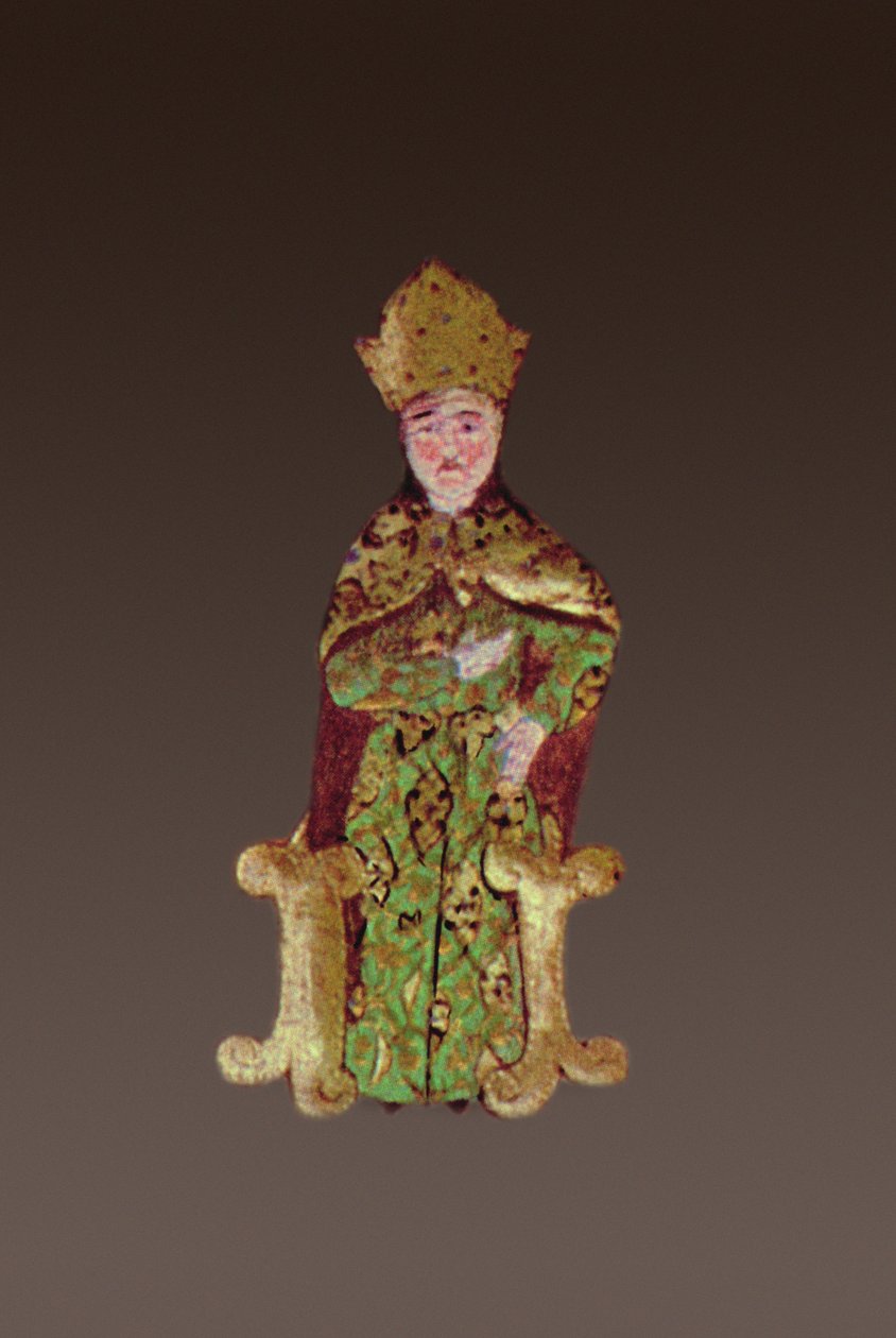 Kungen av Ungern, Lajos II 1506-26 i råd före slaget vid Mohacs 1526, 1558 bläck och bladguld på velängdetalj av 290004 av Ali Amir Beg