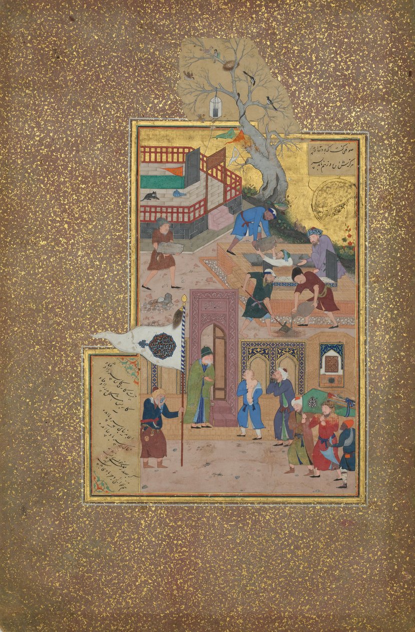 Funeral Procession, Folio 35r från a Mantiq al-tair Language of the Birds, A.H. 892 A.D. 1487. av Ali Mashhadi