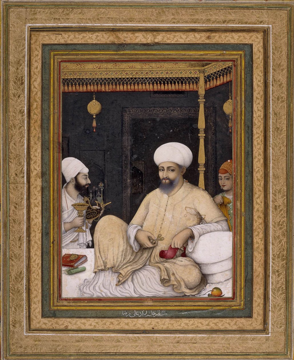 Ali Riza (målare). Sultan Ibrahim Adil Shah II vördar ett sufi-helgon, Bijapur, ca 1620-30, British Museum, London av Ali Riza