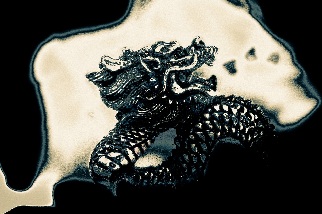Fire Breathing Dragon, 2021 (ommålat fotografi) av Alice Gur Arie