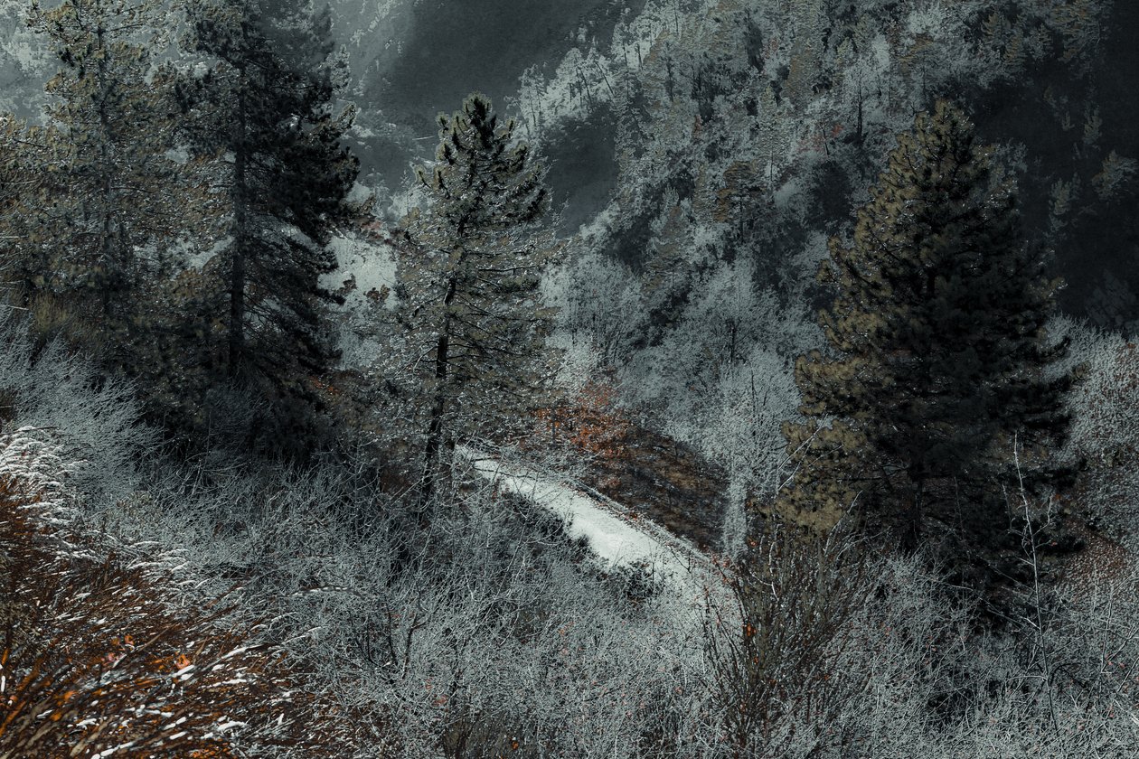 The Road from Milan, 2018 (handmålat fotografi) av Alice Gur-Arie