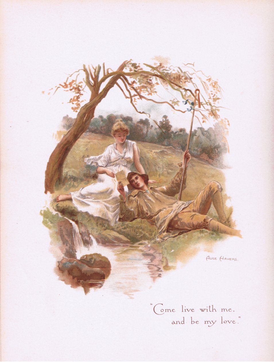 Kom och bo med mig och var min kärlek, från Some Old Love Songs publicerade av Hildesheimer & Faulkner, 1892 av Alice Havers