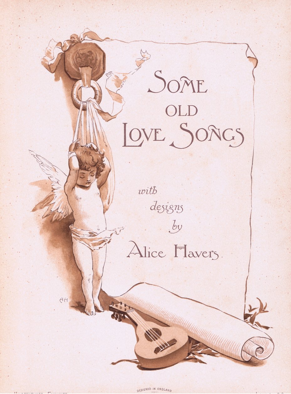 Titelsida, från några gamla kärlekssånger publicerade av Hildesheimer & Faulkner, 1892 av Alice Havers