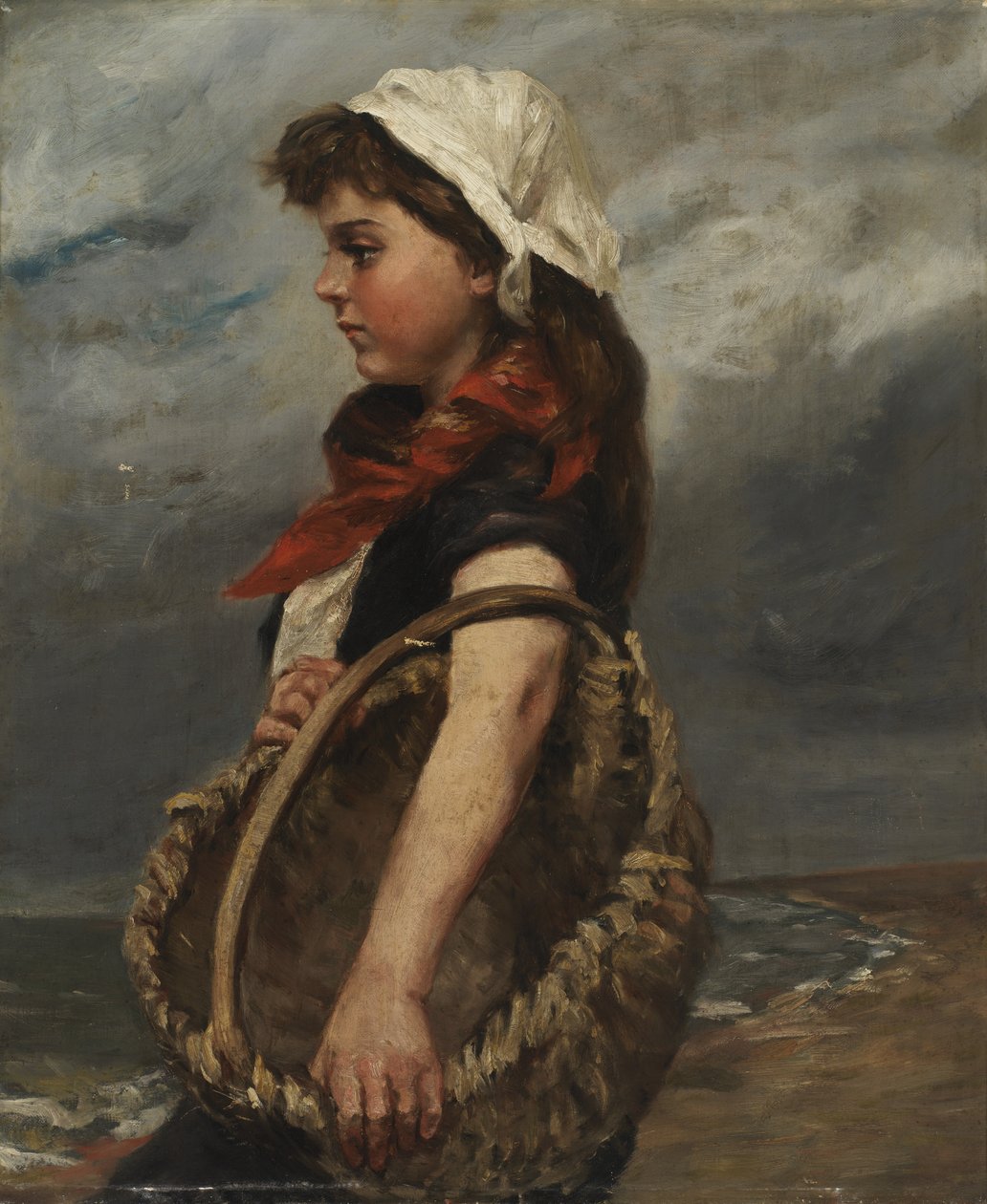 Flicka med korg, ca. 1888. av Alice Pike Barney