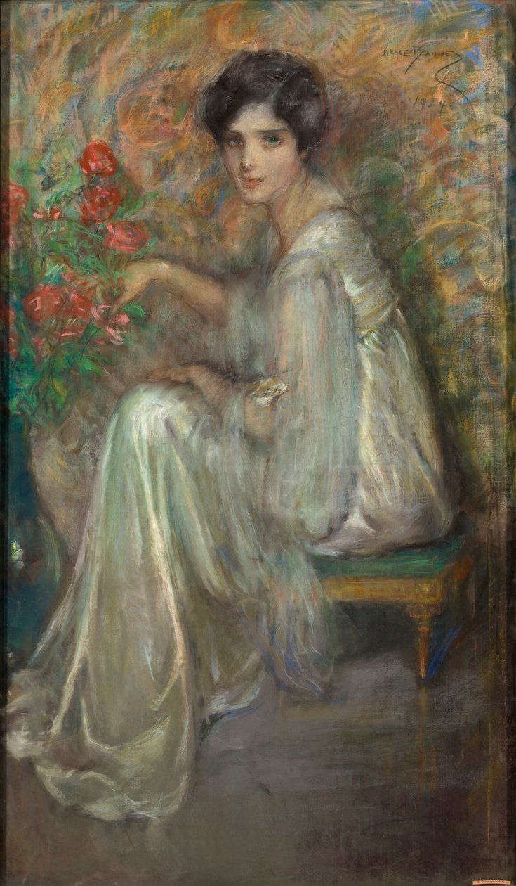 Ung kvinna med rosor av Alice Pike Barney