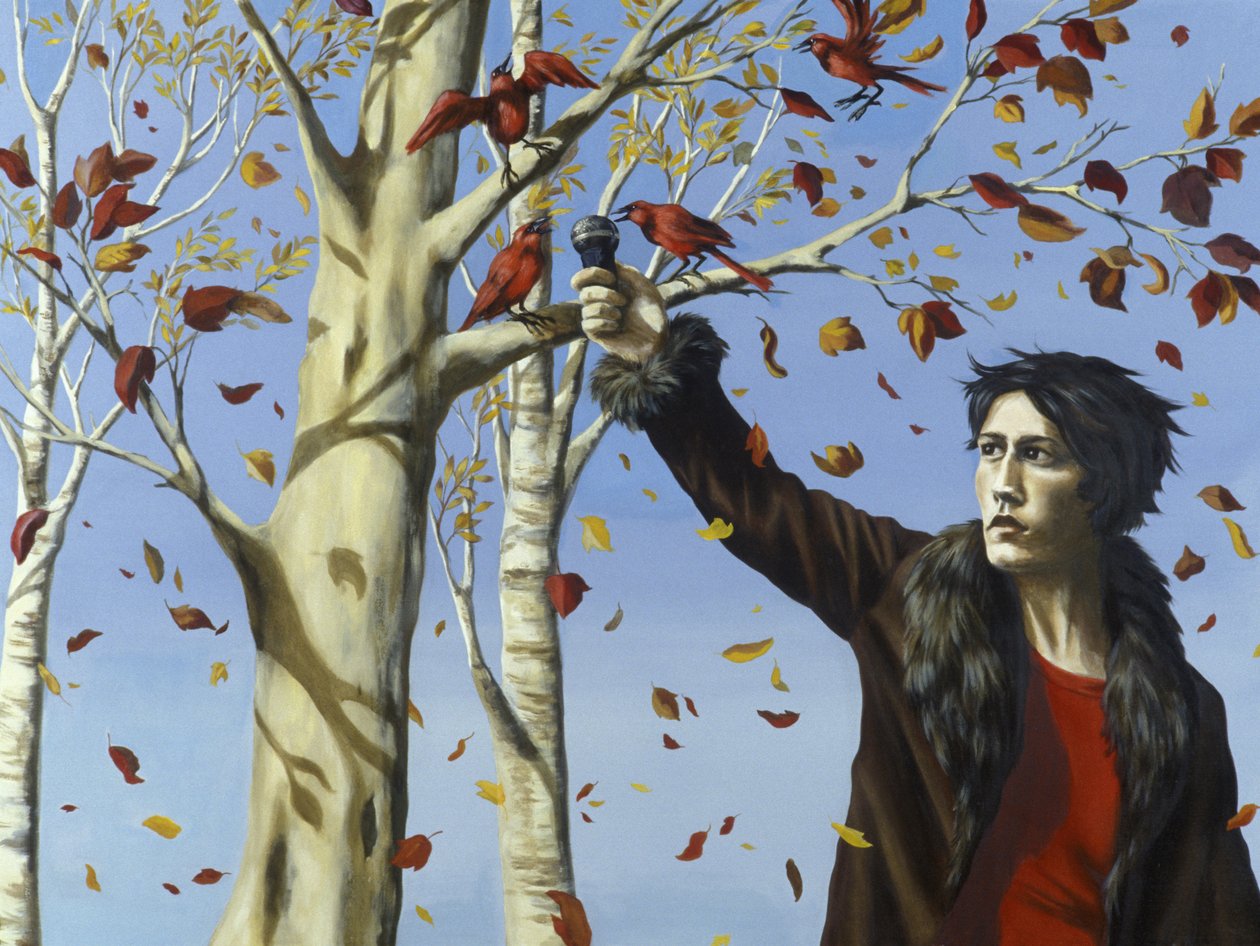 The Birds in Our Garden (acrylic & oil on canvas) av Alix Contemporary Artist Soubiran Hall