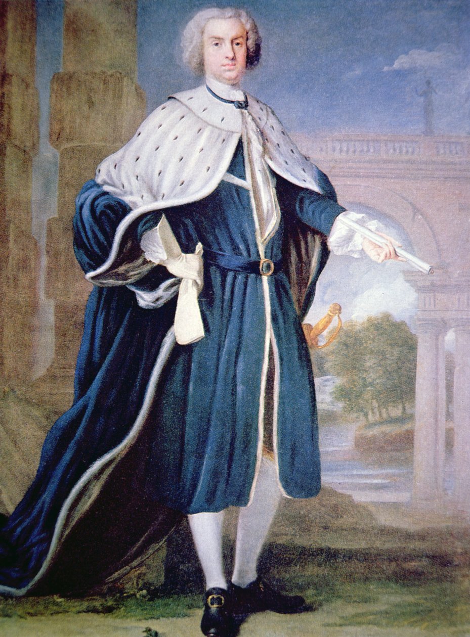 Porträtt av Charles Calvert (färg litho) av Allan (after) Ramsay