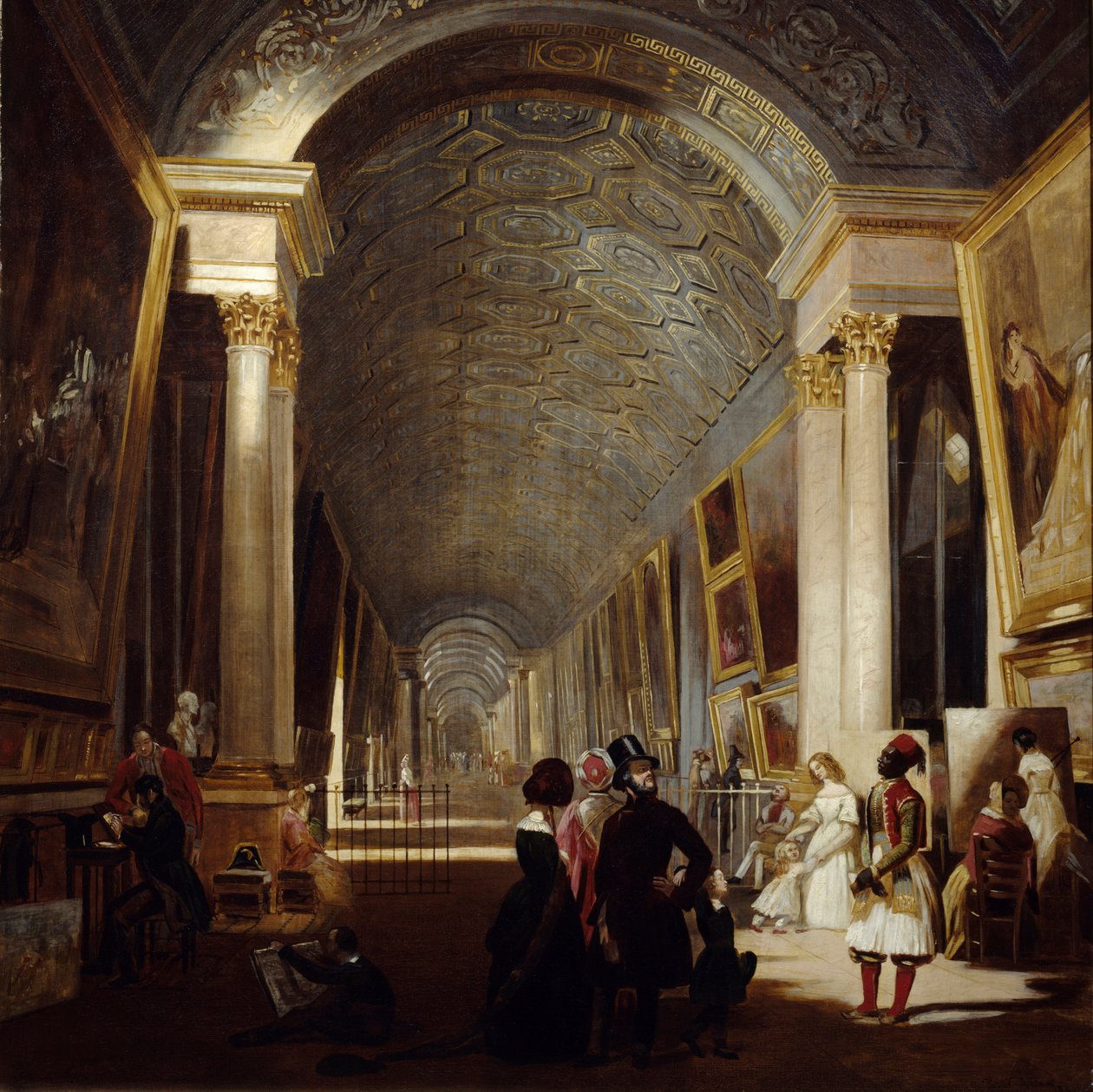 Grand Galerie du Louvre 1841. Målning av Allan Fraser (? - 1890) Ec. Ang. av Allan Fraser