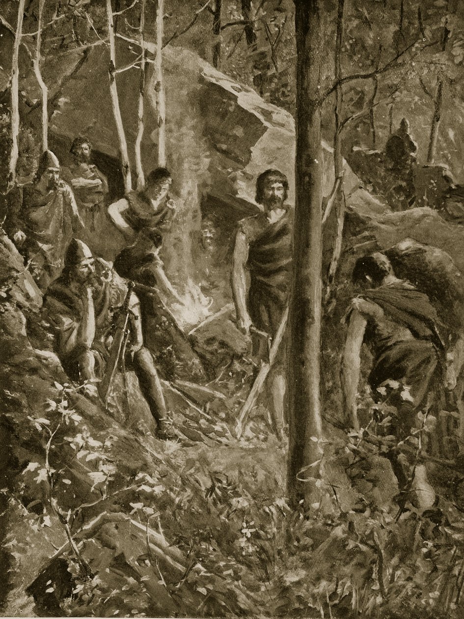 Brian Boru som fredlös, illustration från 