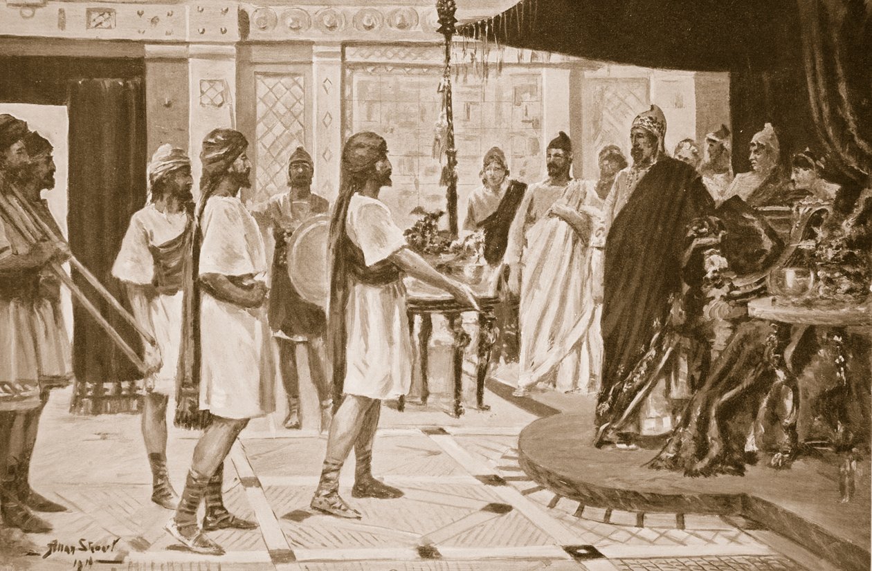 Midas of Phrygia arrangerar en allians med Urartu (litho) av Allan Stewart