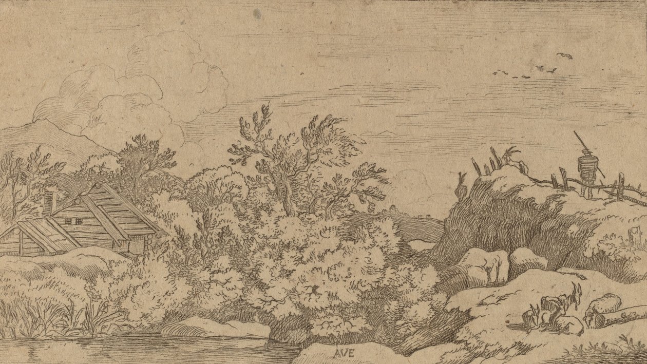 Getflock på en kulle, troligen ca. 16451656. av Allart van Everdingen
