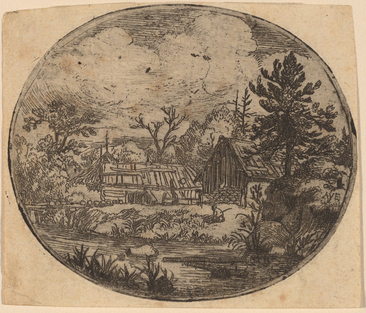 Hamlet vid stranden av en flod av Allart van Everdingen