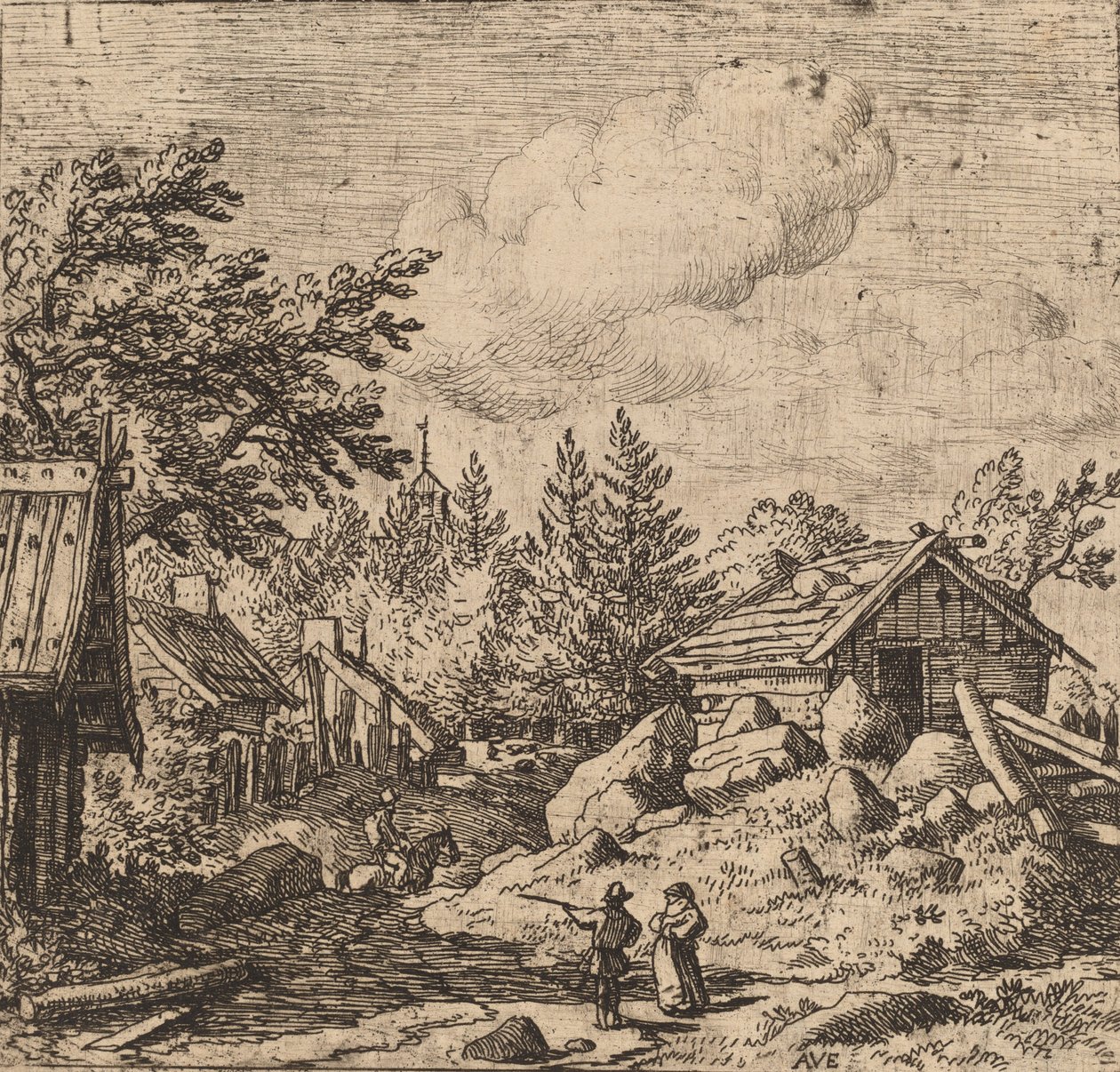 Hamlet på bergig mark, troligen ca. 16451656. av Allart van Everdingen