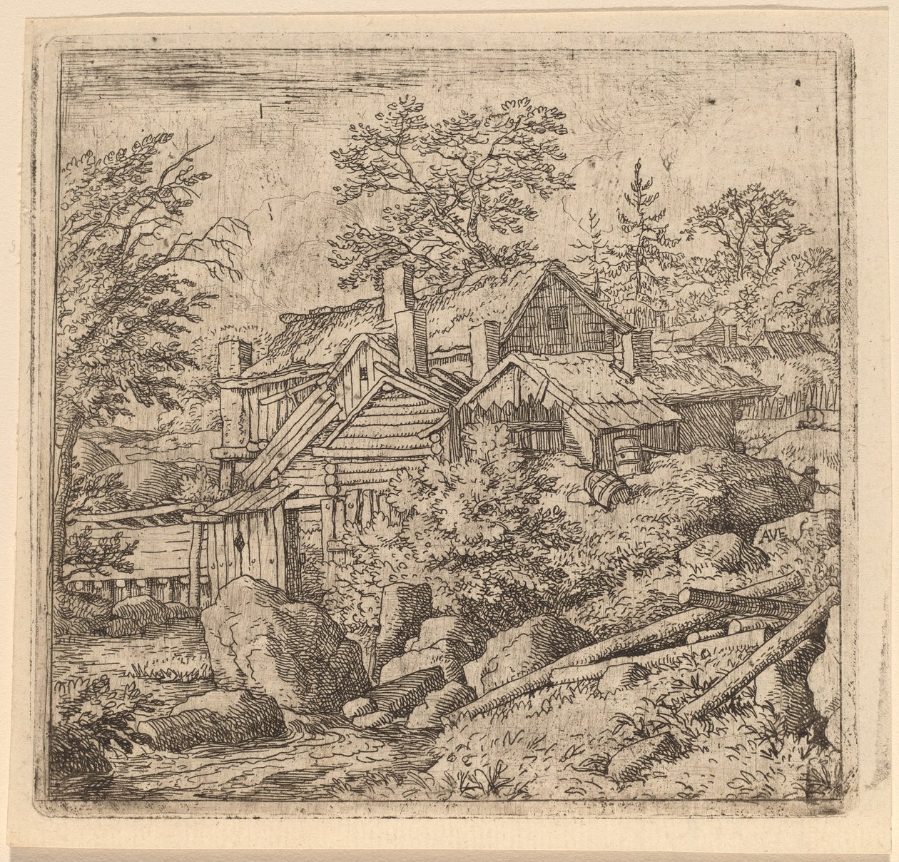 Hamlet på en bergssida av Allart van Everdingen