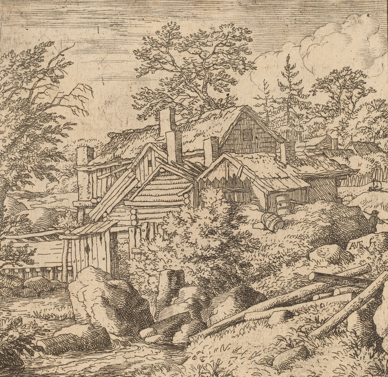 Hamlet på en bergssida, förmodligen ca. 16451656. av Allart van Everdingen
