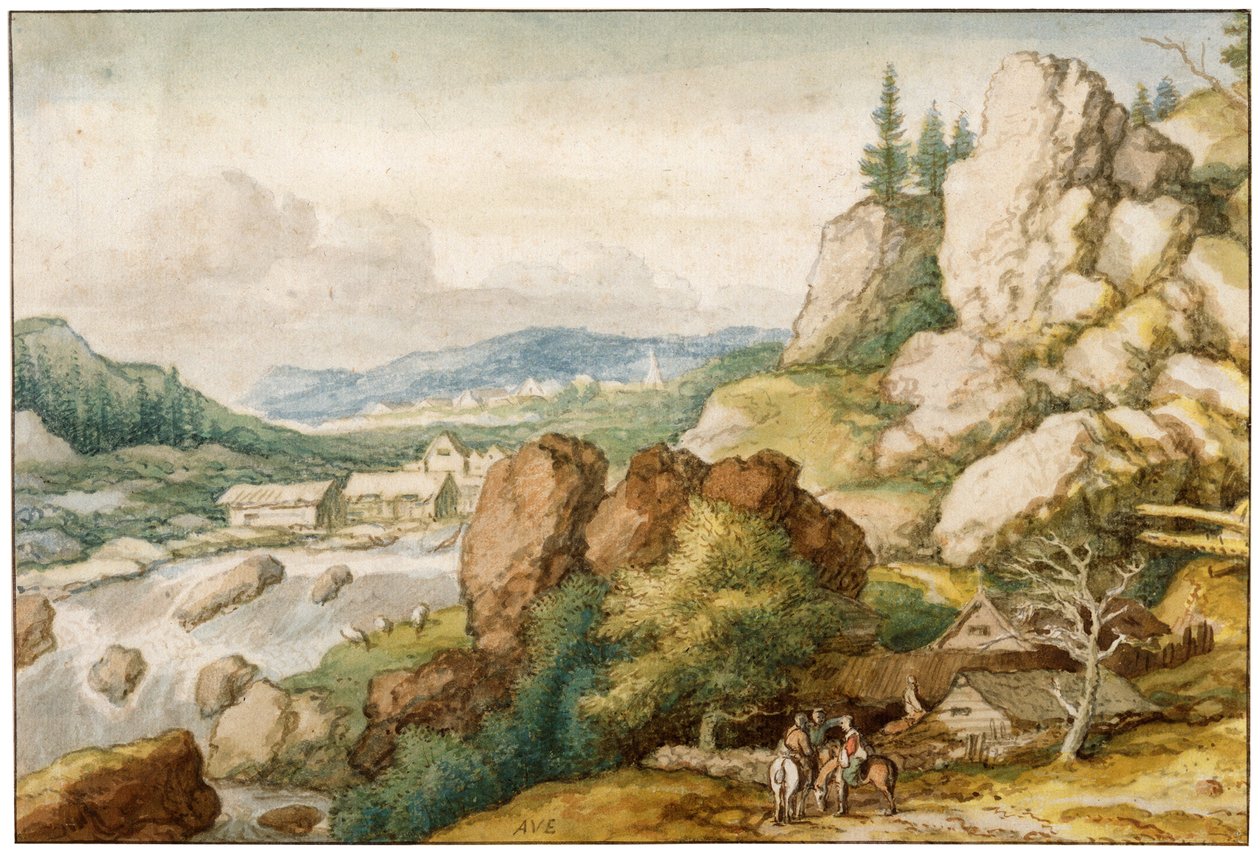 Landskap med tre ryttare, 1600-talet av Allart van Everdingen
