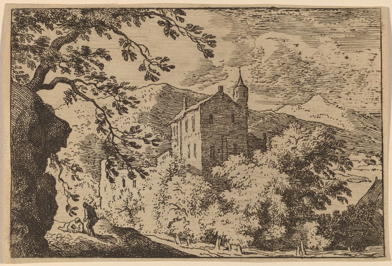 Stort hus med ett torn, förmodligen ca. 16451656. av Allart van Everdingen