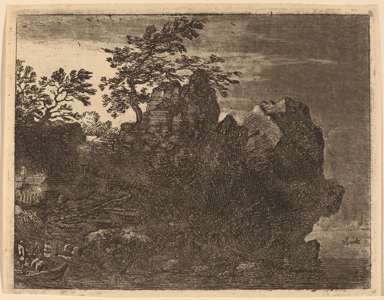 Stor klippa vid floden, troligen ca. 16451656. av Allart van Everdingen