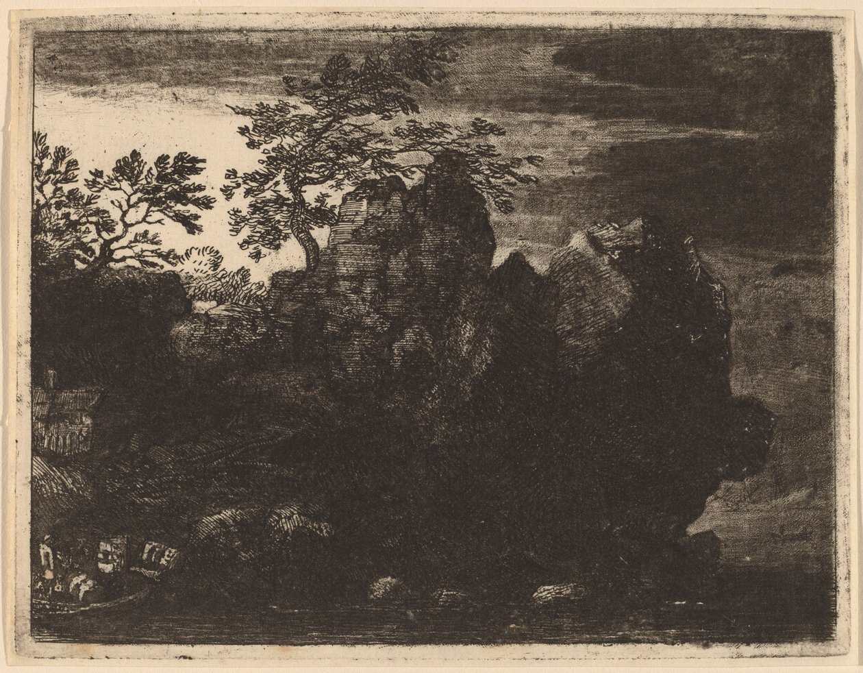Stor klippa vid floden, troligen ca. 16451656. av Allart van Everdingen