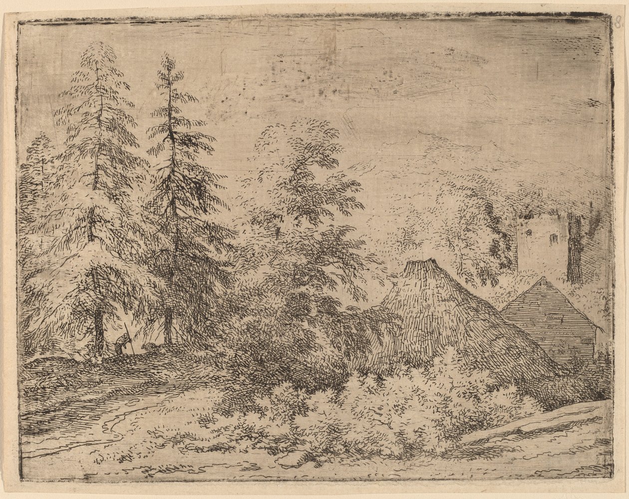 Mannen mellan två granar, troligen ca. 16451656. av Allart van Everdingen