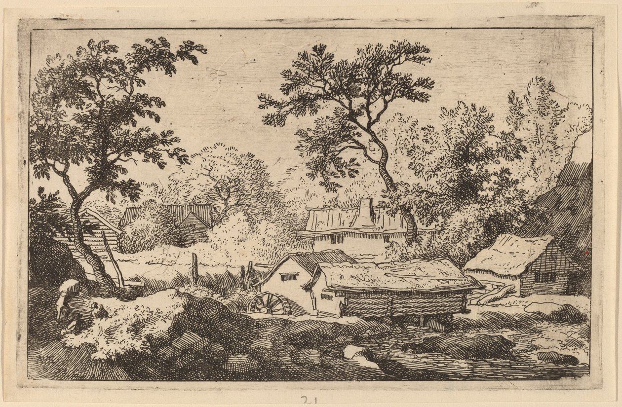 Kvarn nedanför ett vattenfall, troligen ca. 16451656. av Allart van Everdingen