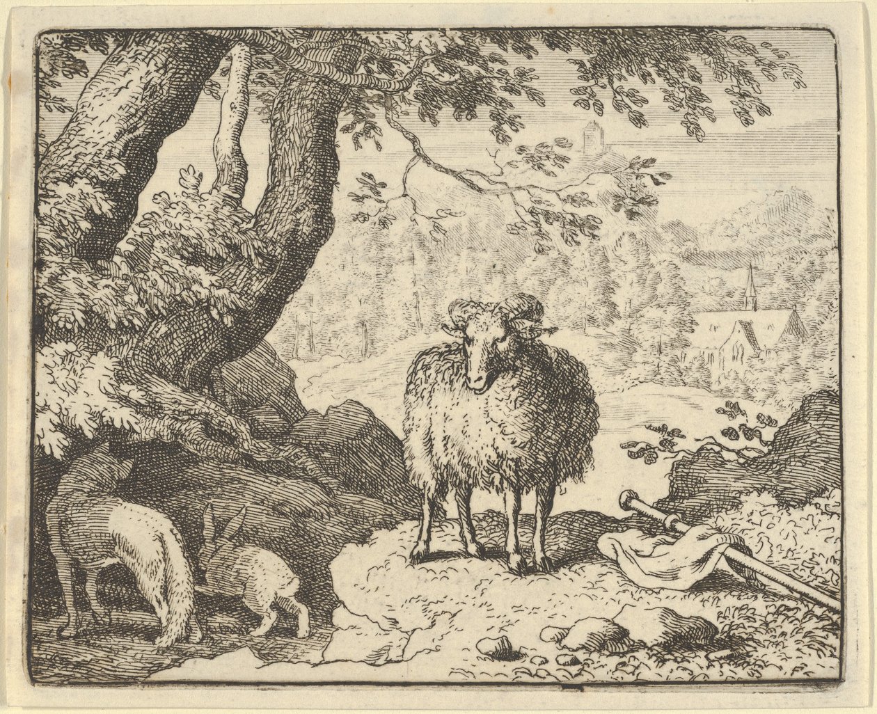 Renard övertygar kaninen att gå in i hans håla och dödar honom, 1650-75. av Allart van Everdingen