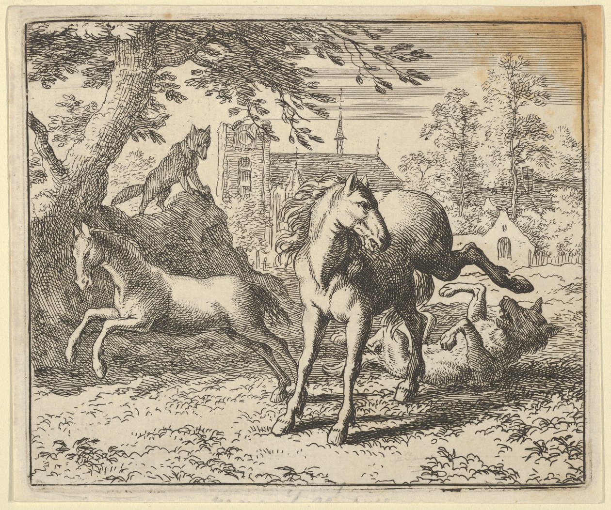 Renard går med grävlingen till domstolen för att blidka lejonets vrede, 1650-75. av Allart van Everdingen