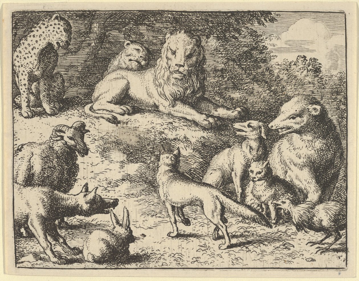 Renard anklagas av djuren före lejonet, 1650-75. av Allart van Everdingen