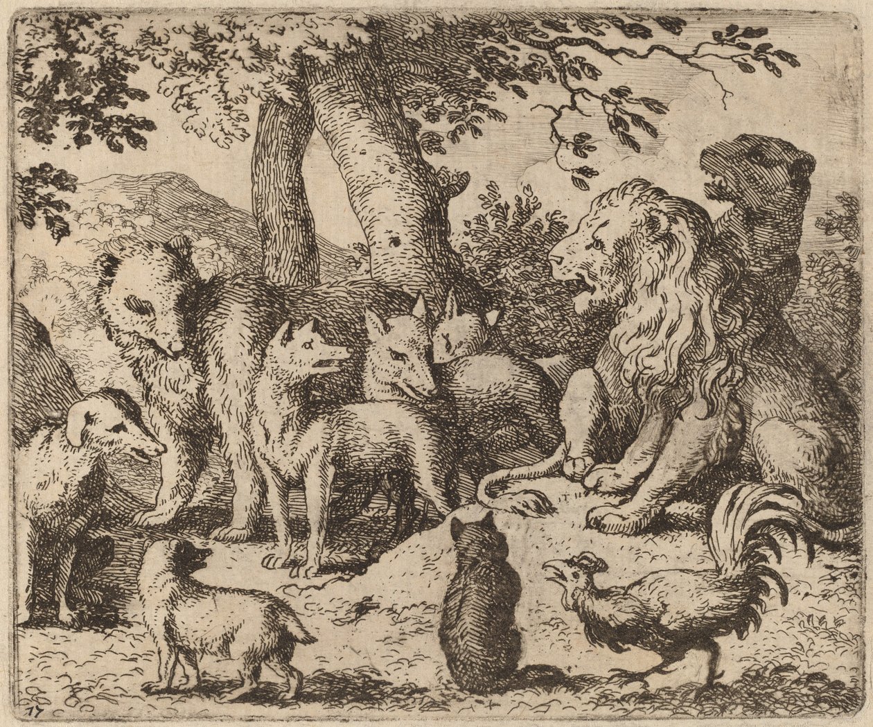 Reynard försöker rensa sig själv, förmodligen ca. 16451656. av Allart van Everdingen