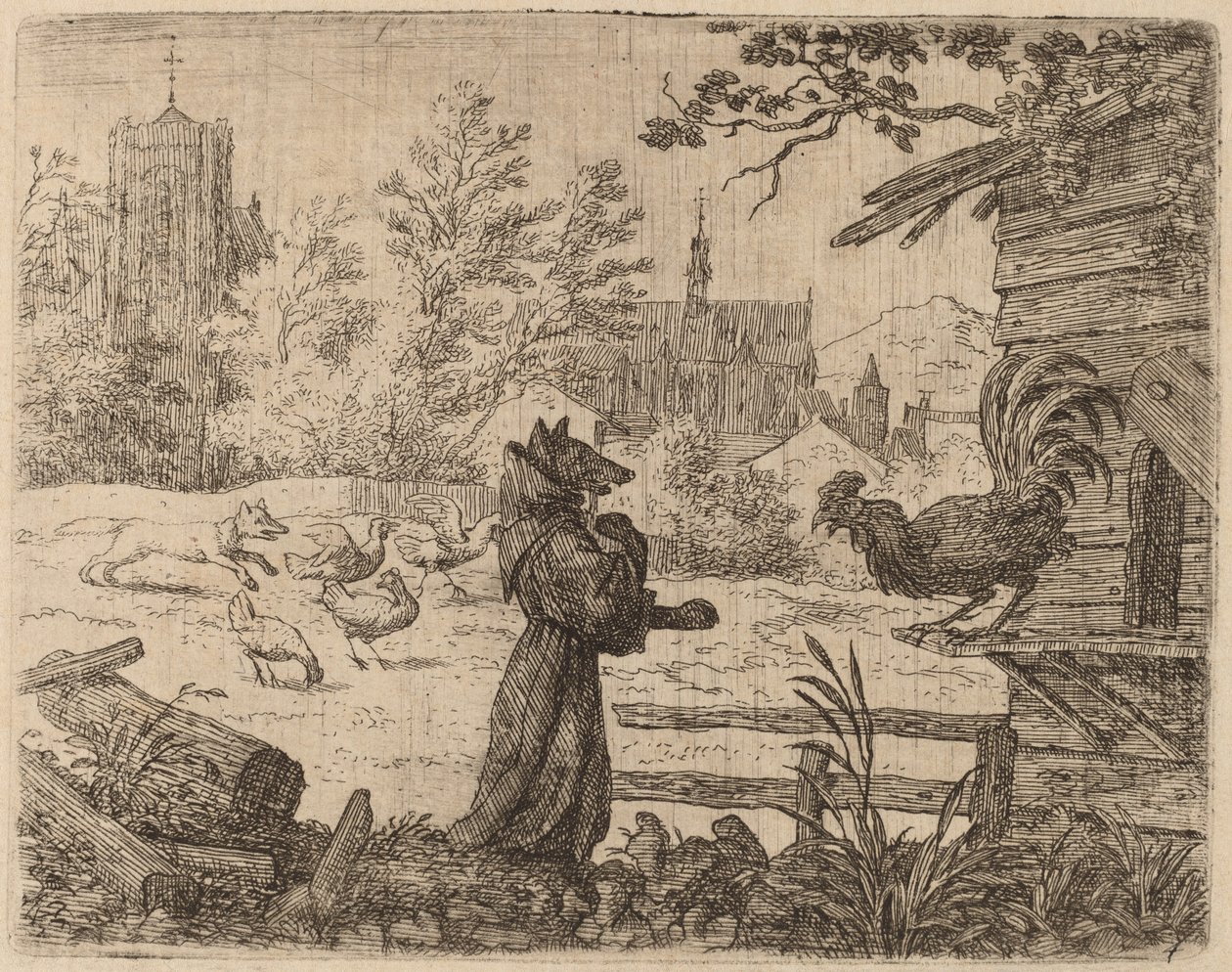 Reynard förklädd till munk, förmodligen ca. 16451656. av Allart van Everdingen