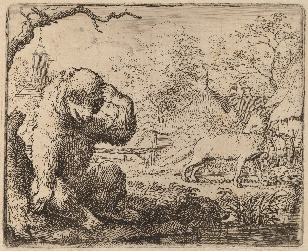 Reynard hånar den bedrövliga björnen, förmodligen ca. 16451656. av Allart van Everdingen